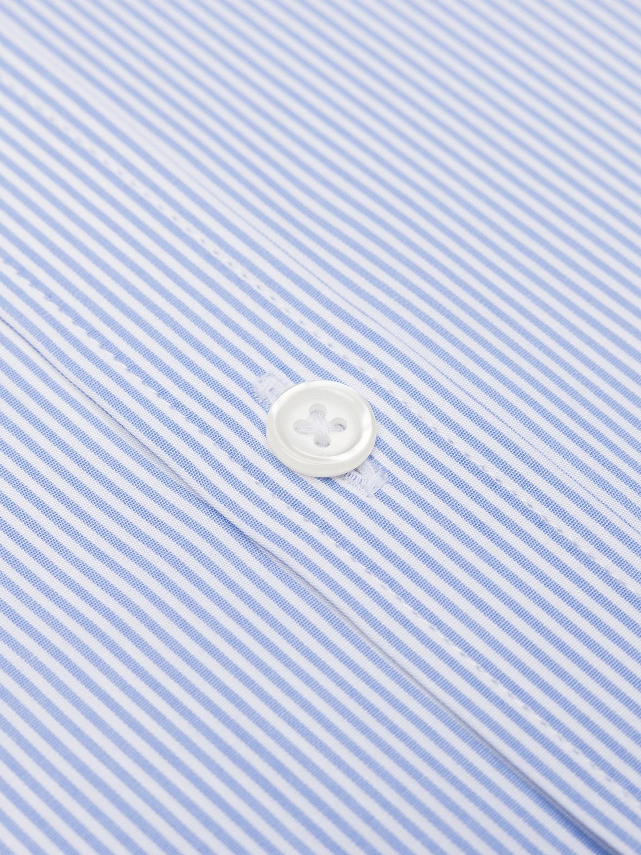 Menthon hemelsblauw gestreept overhemd - Button-down kraag