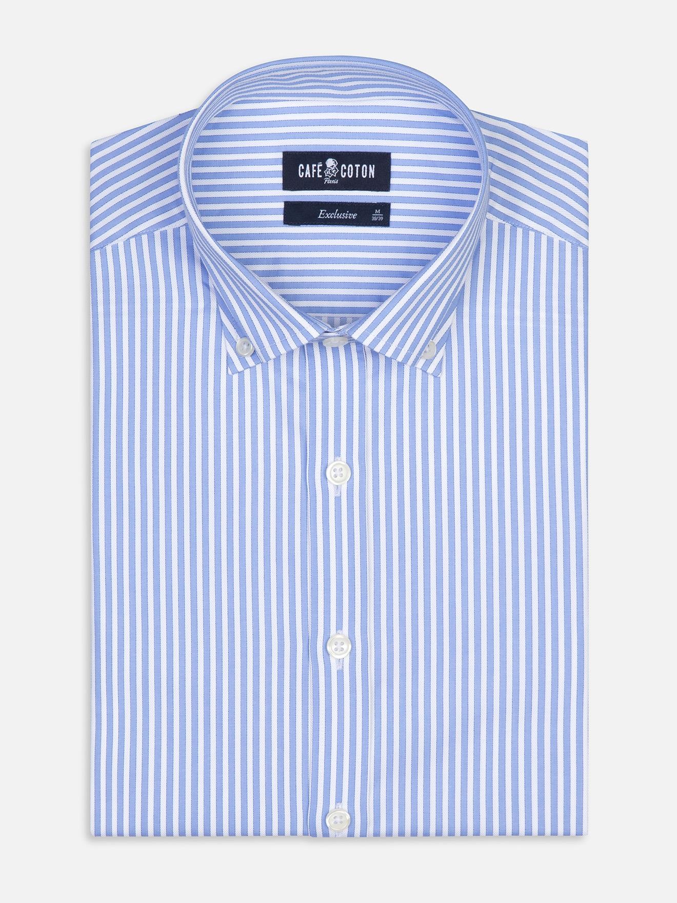 Clive Slim-fit overhemd met hemelstrepen - Button down kraag