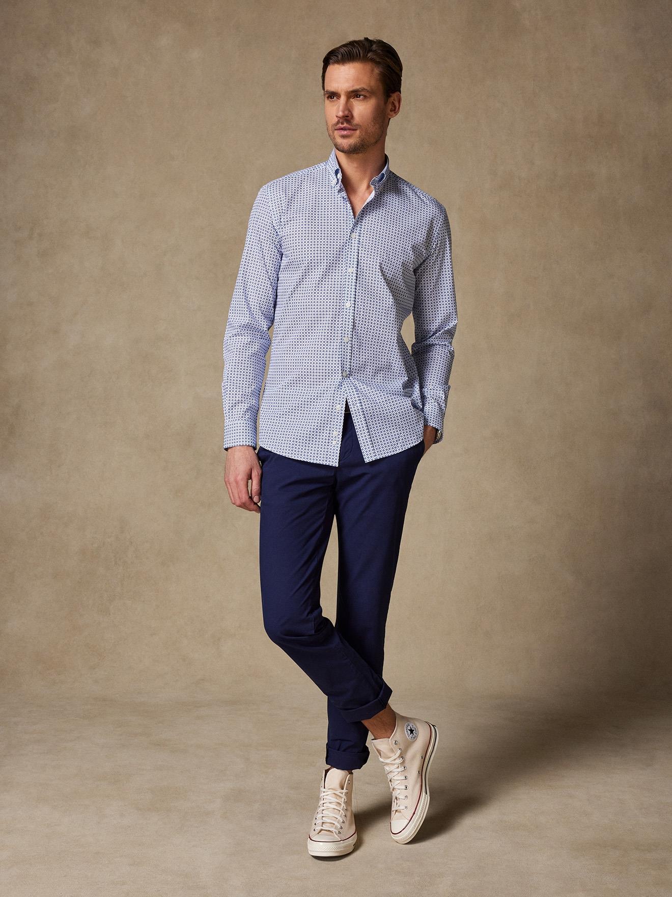 Cyrus Slim-fit overhemd met geometrische print - Button-down kraag