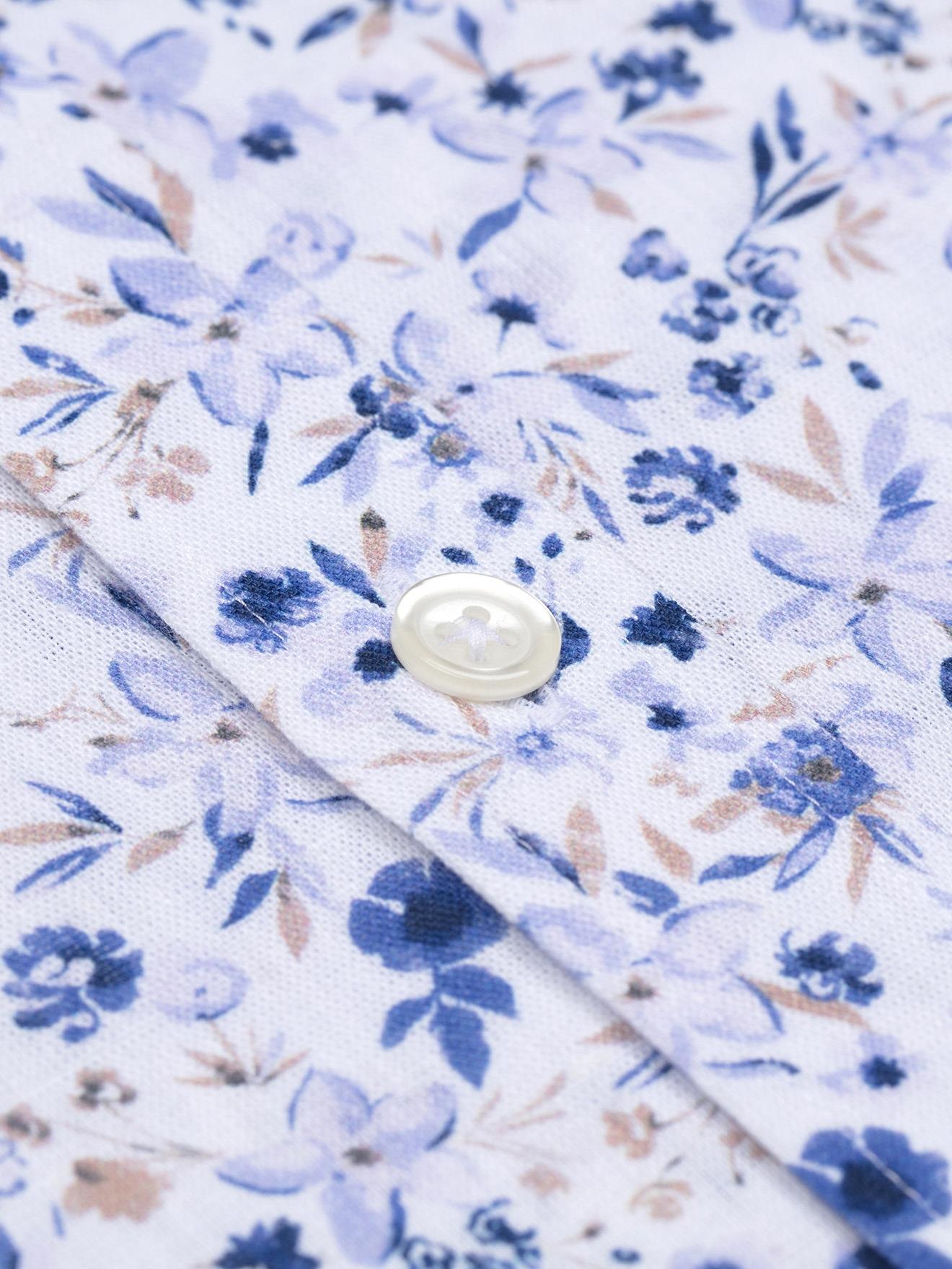 Stacy slim-fitted overhemd van linnen met bloemenprint 