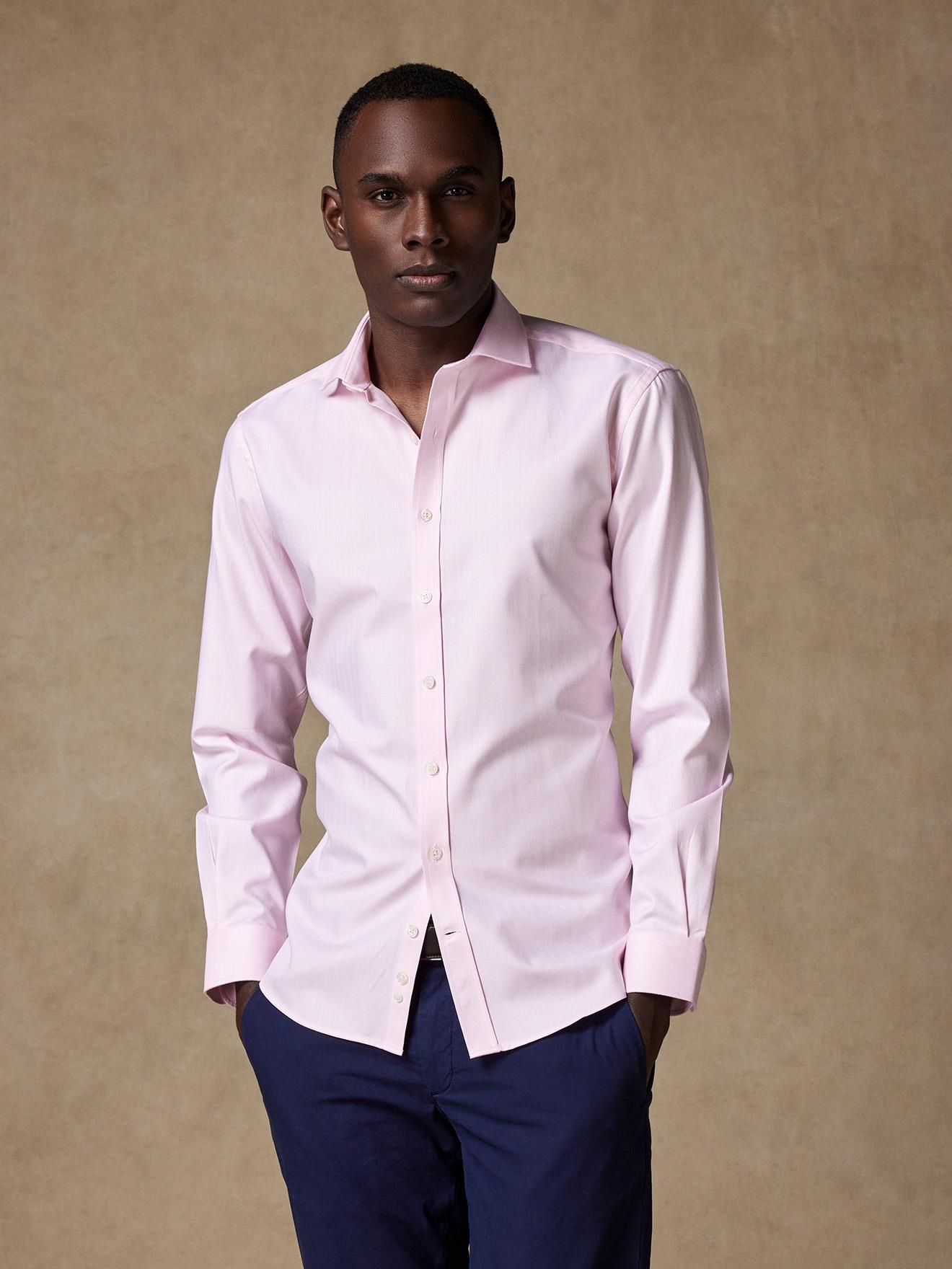 Roze visgraat overhemd