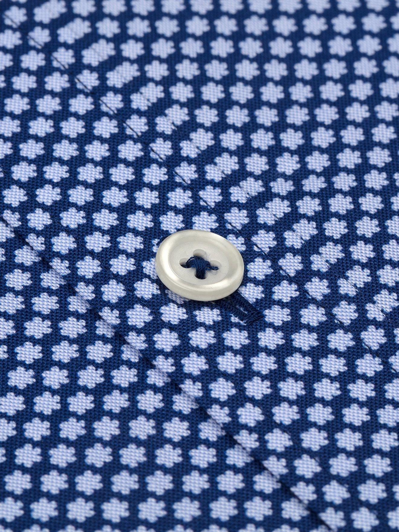 Chemise cintrée Josh bleue à imprimés géométriques  - Grande Longueur de Manches