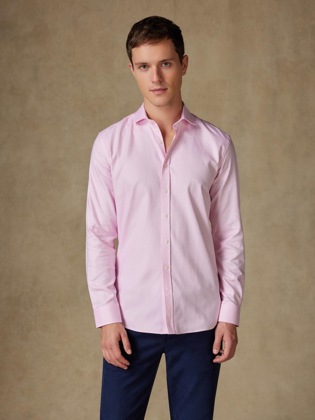 Roze gevlochten Slim fit overhemd
