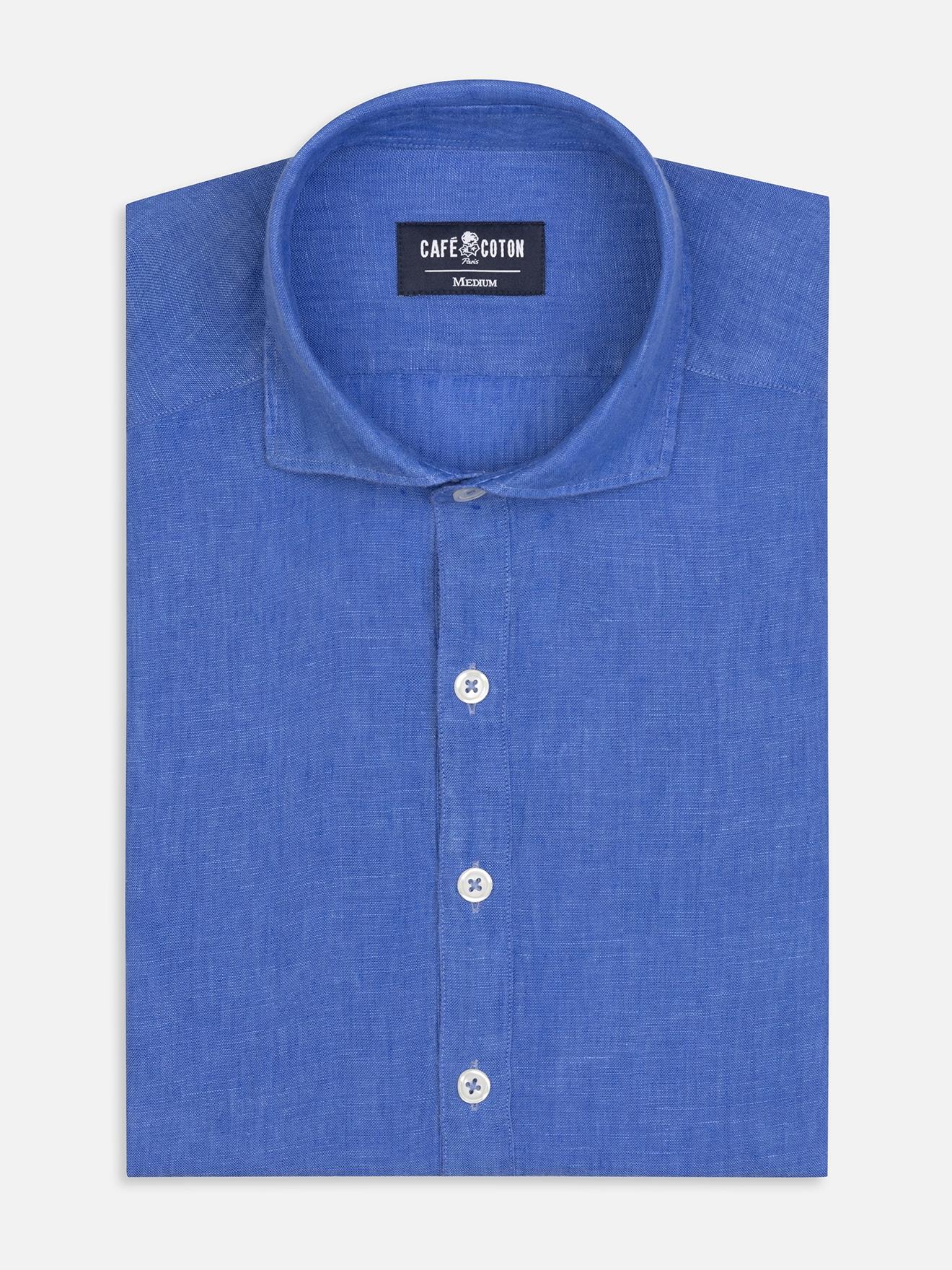 Camisa popover Olaf de lino azul - Azul - Lino - Masculino
