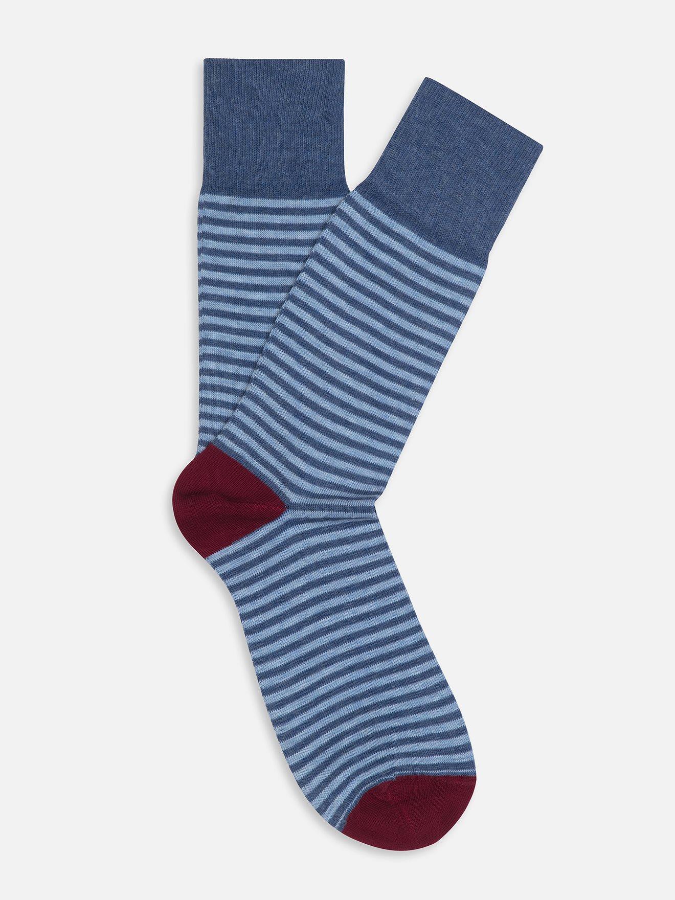 Striped blue cotton socks