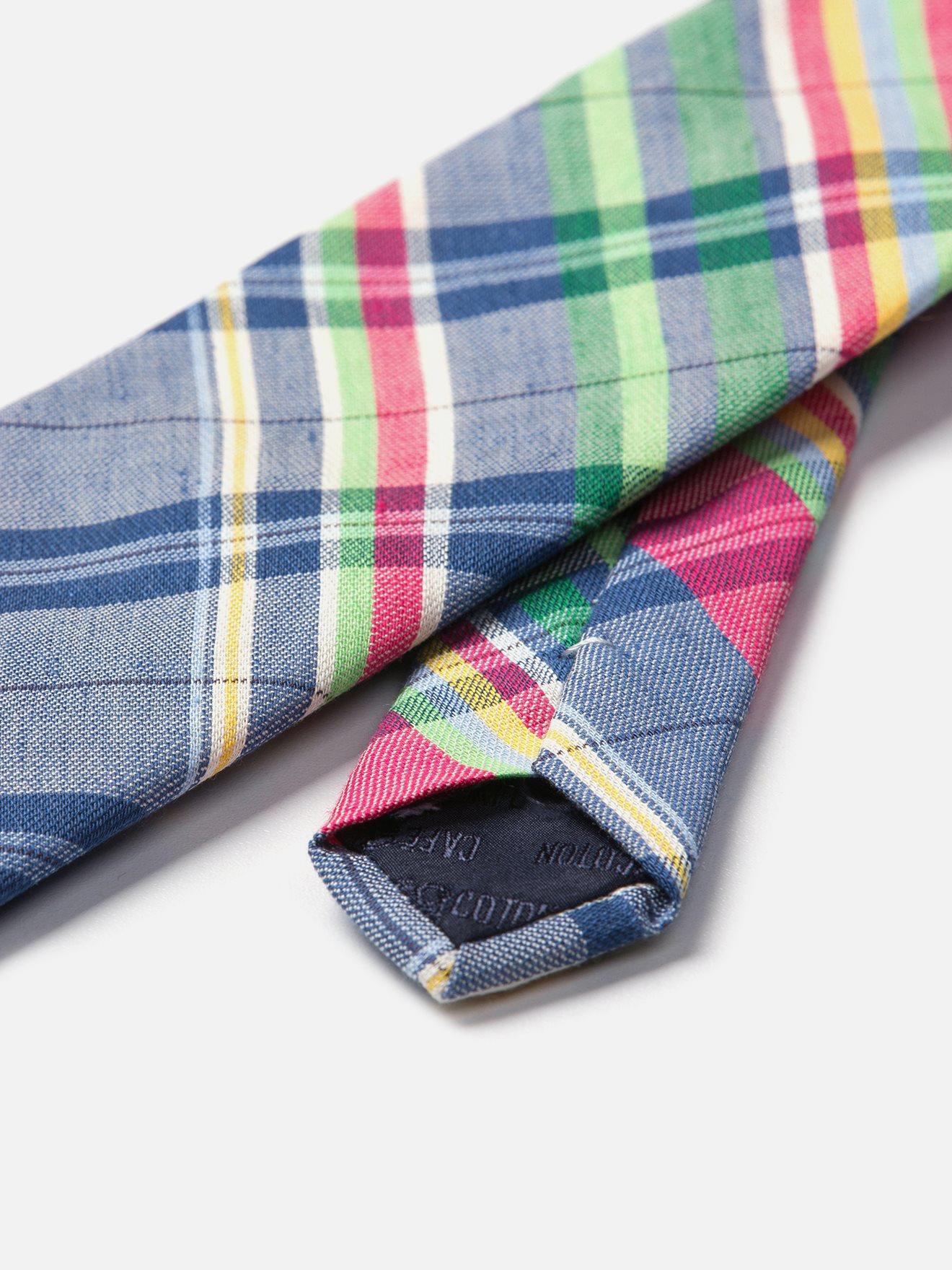 Cravate à motif tartan bleu