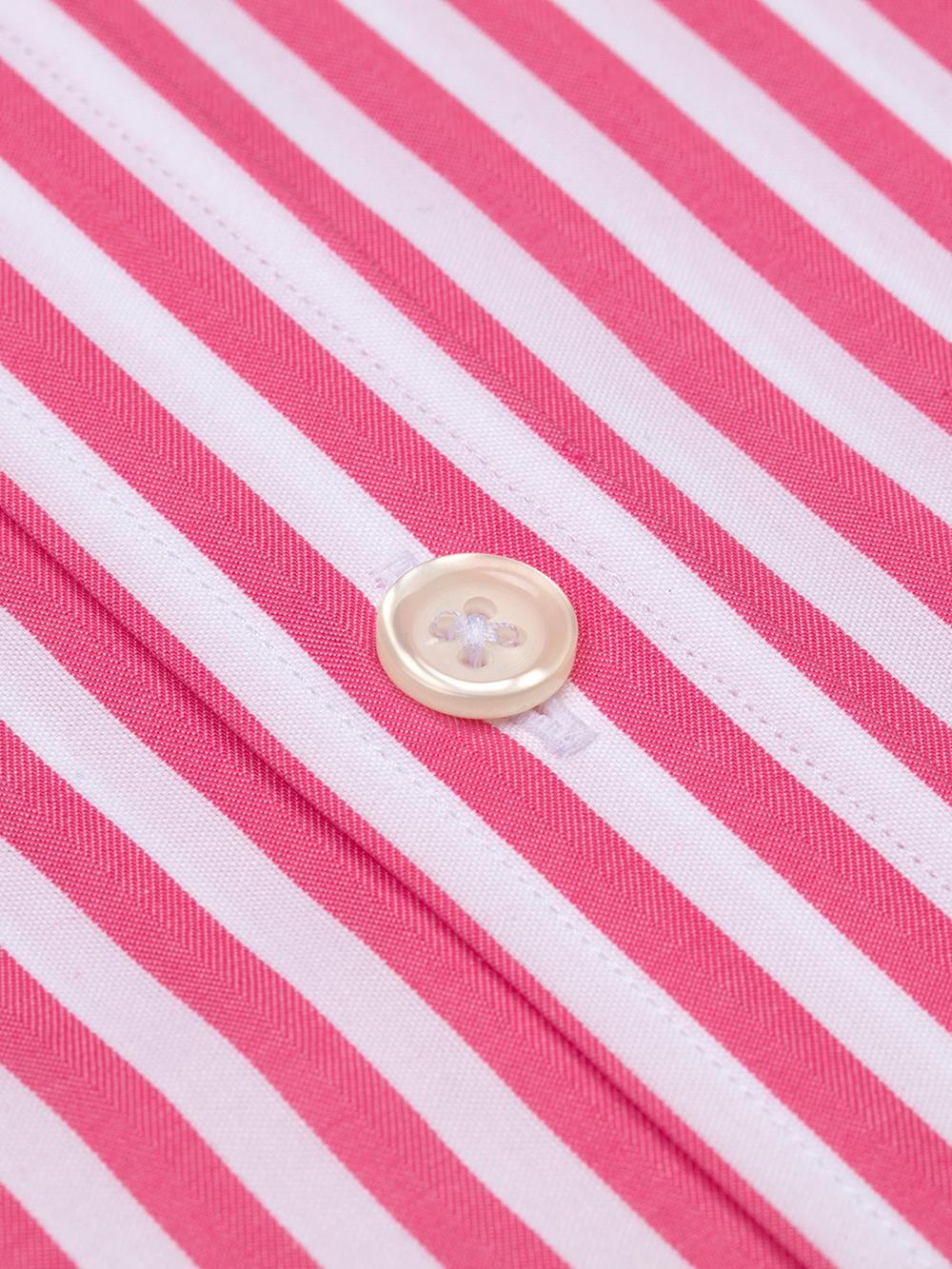 Pink stripes herringbones shirt - Button down collar