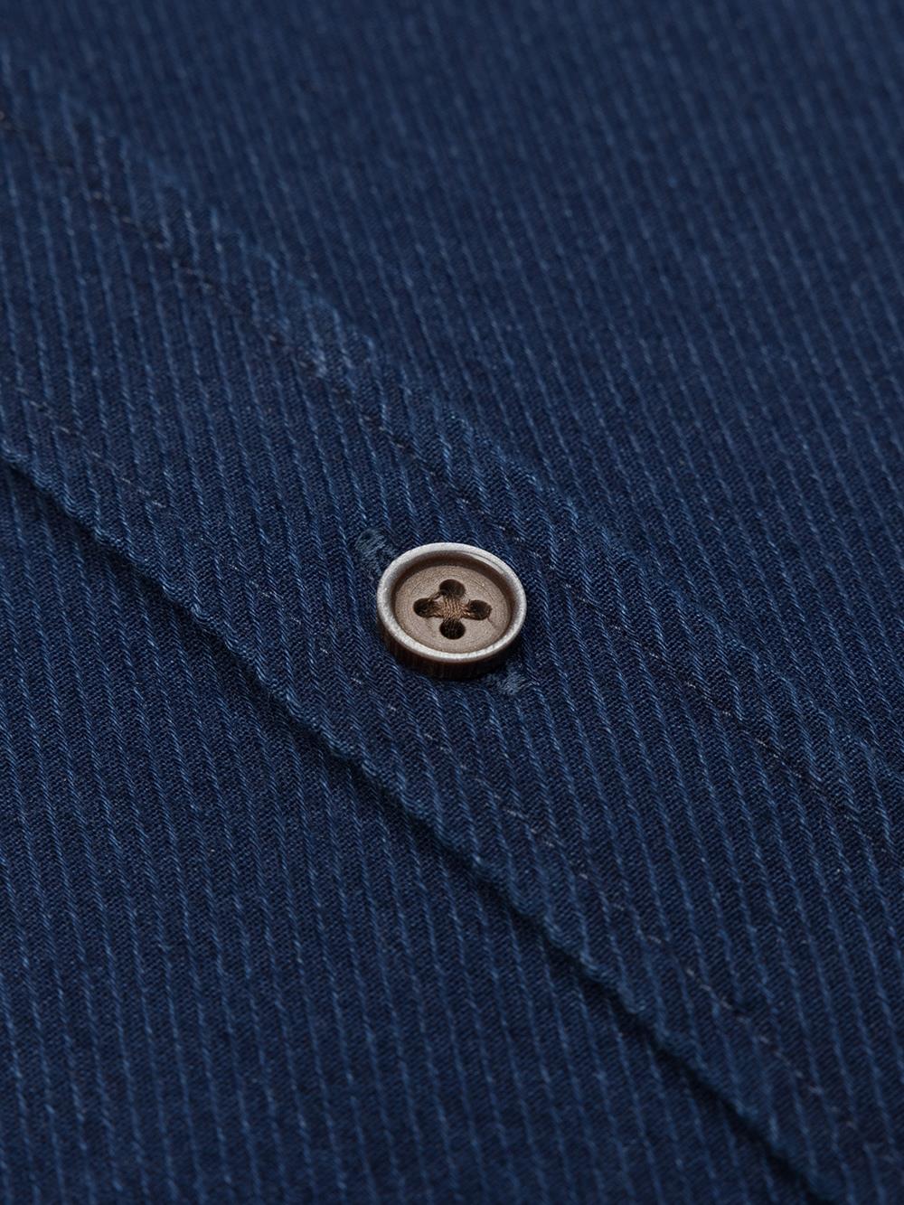 Alford overhemd in indigo keperstof - Button-down kraag