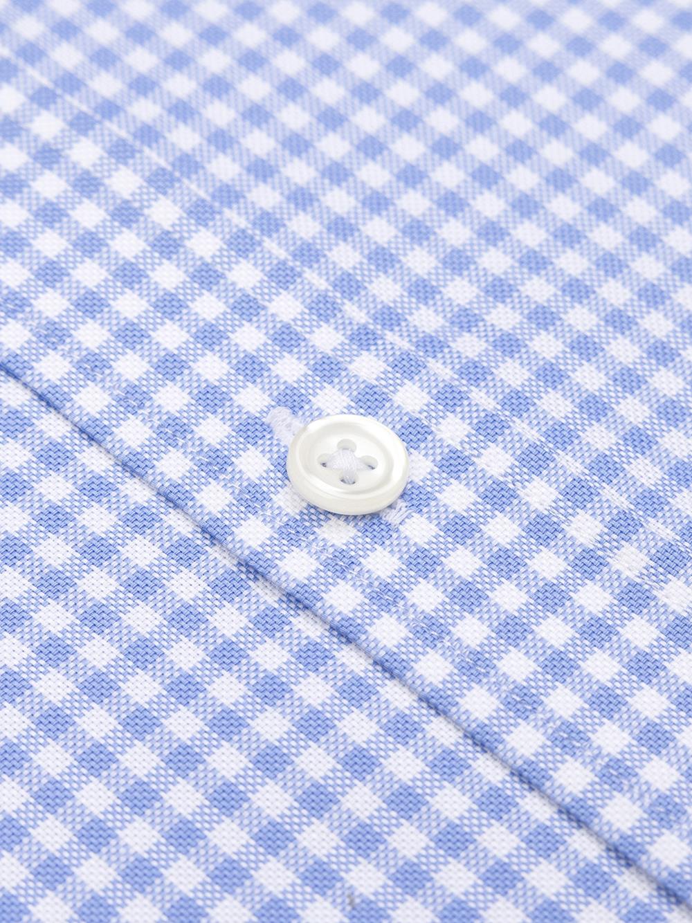 Buton down collar Anthony micro gingham shirt - Blue sky 