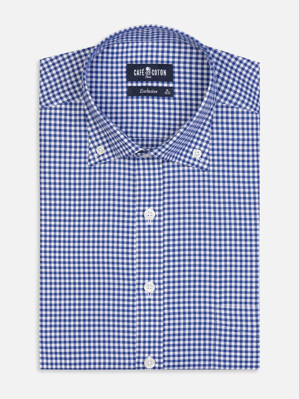 Hemd Anthony aus Vichykaro in Marine - Button down kragen