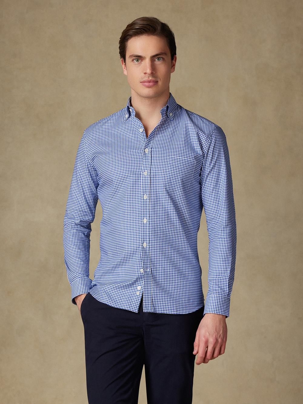 Camicia Anthony in percalle blu scuro - Con buttoncini