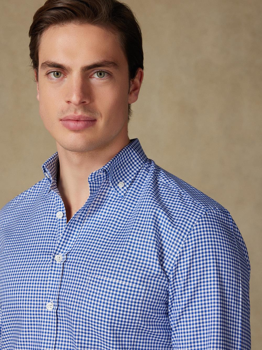 Camicia Anthony in percalle blu scuro - Con buttoncini