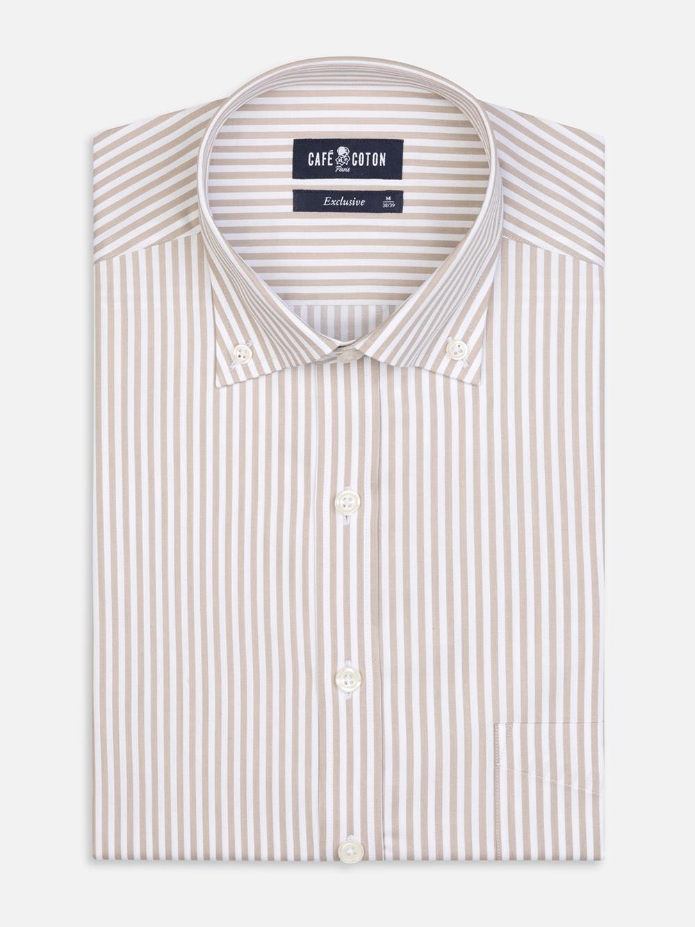 Camicia Barry a righe crema - Con buttoncini