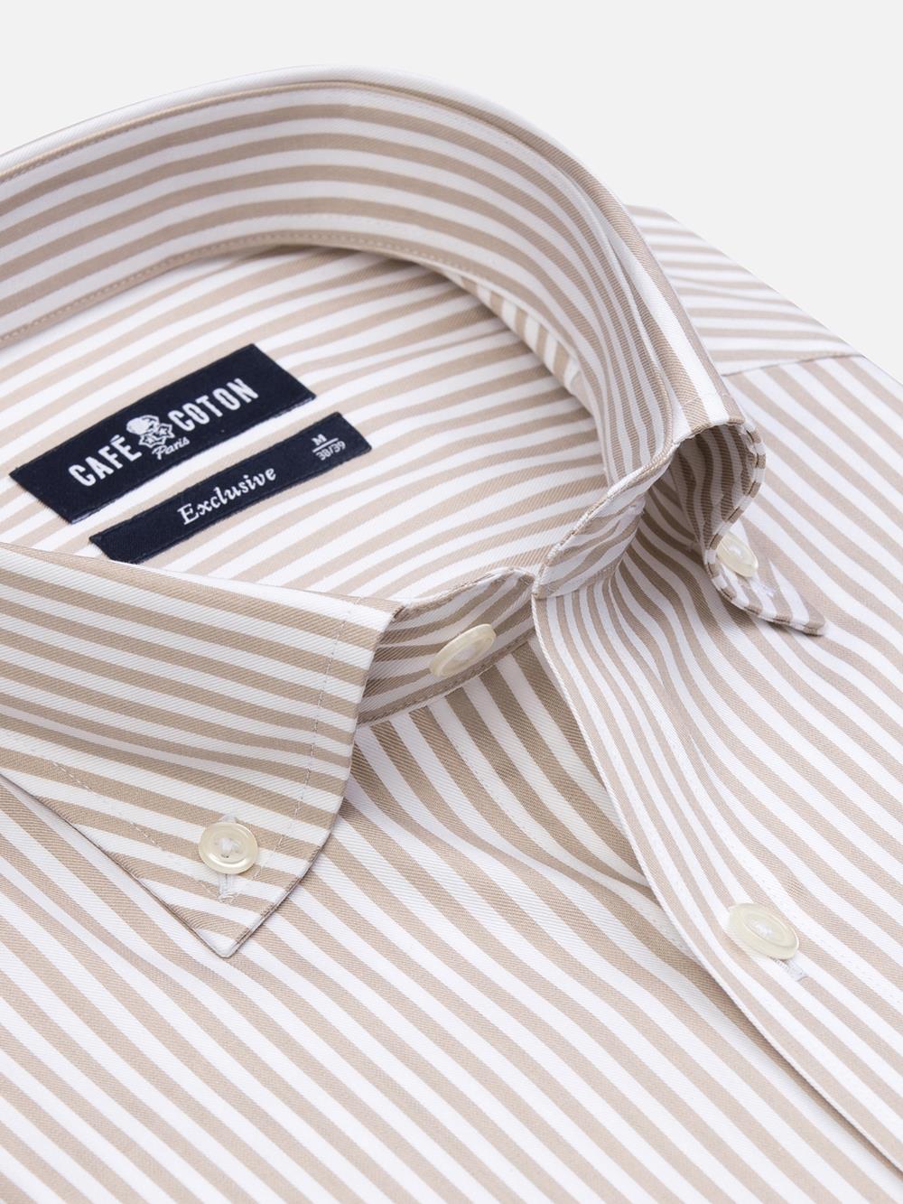 Buton down collar Barry stripe shirt - Off white