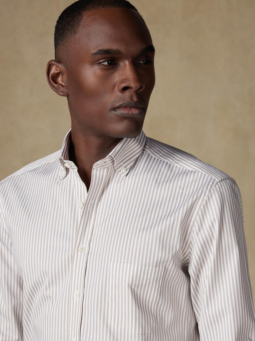 Camicia Barry a righe crema - Con buttoncini