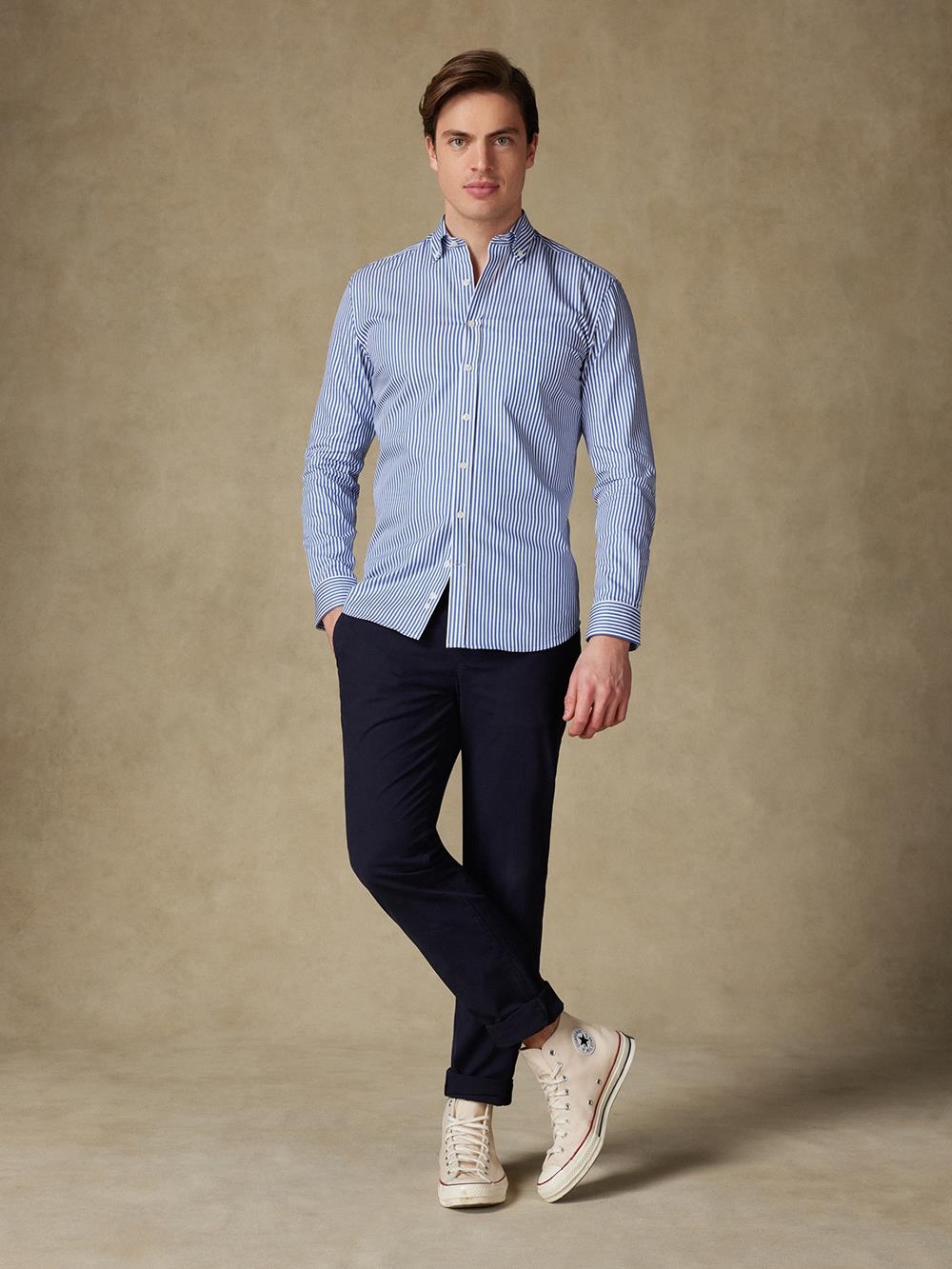 Camicia Barry a righe blu scuro - Con buttoncini