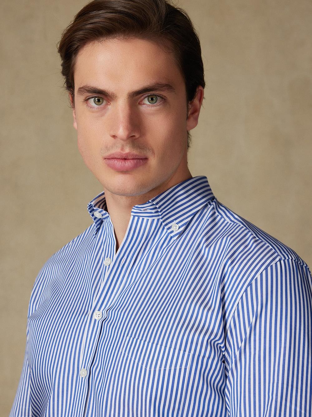 Camicia Barry a righe blu scuro - Con buttoncini