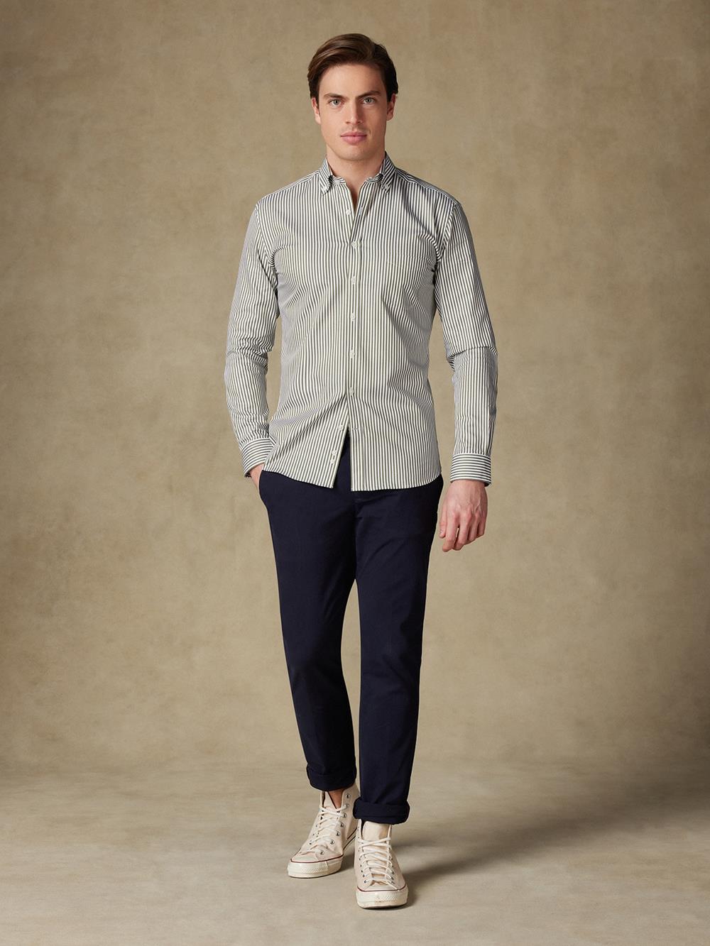 Hemd Barry gestreift khaki - Button down kragen