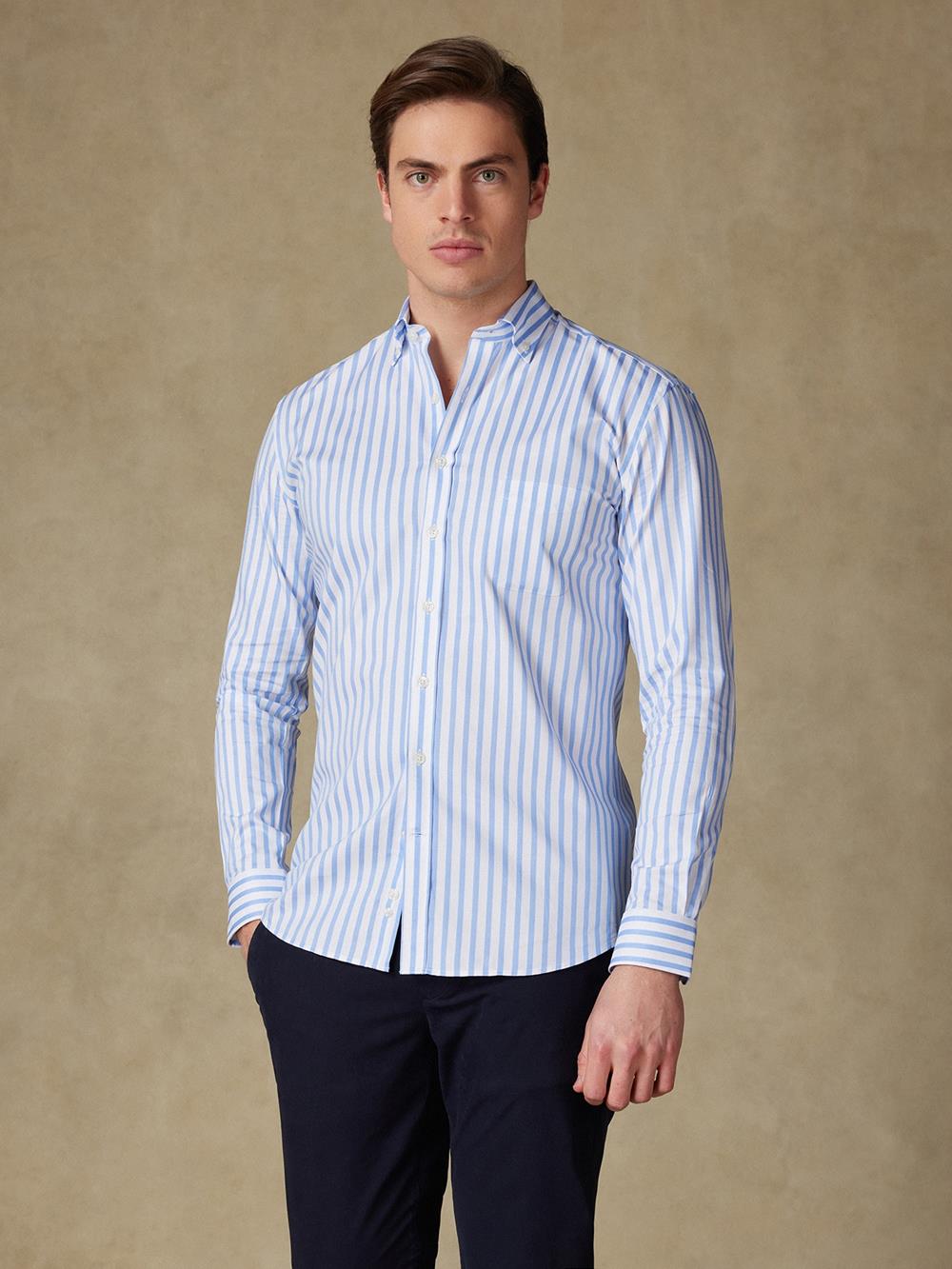 Camicia Billy a righe blu cielo - Con buttoncini