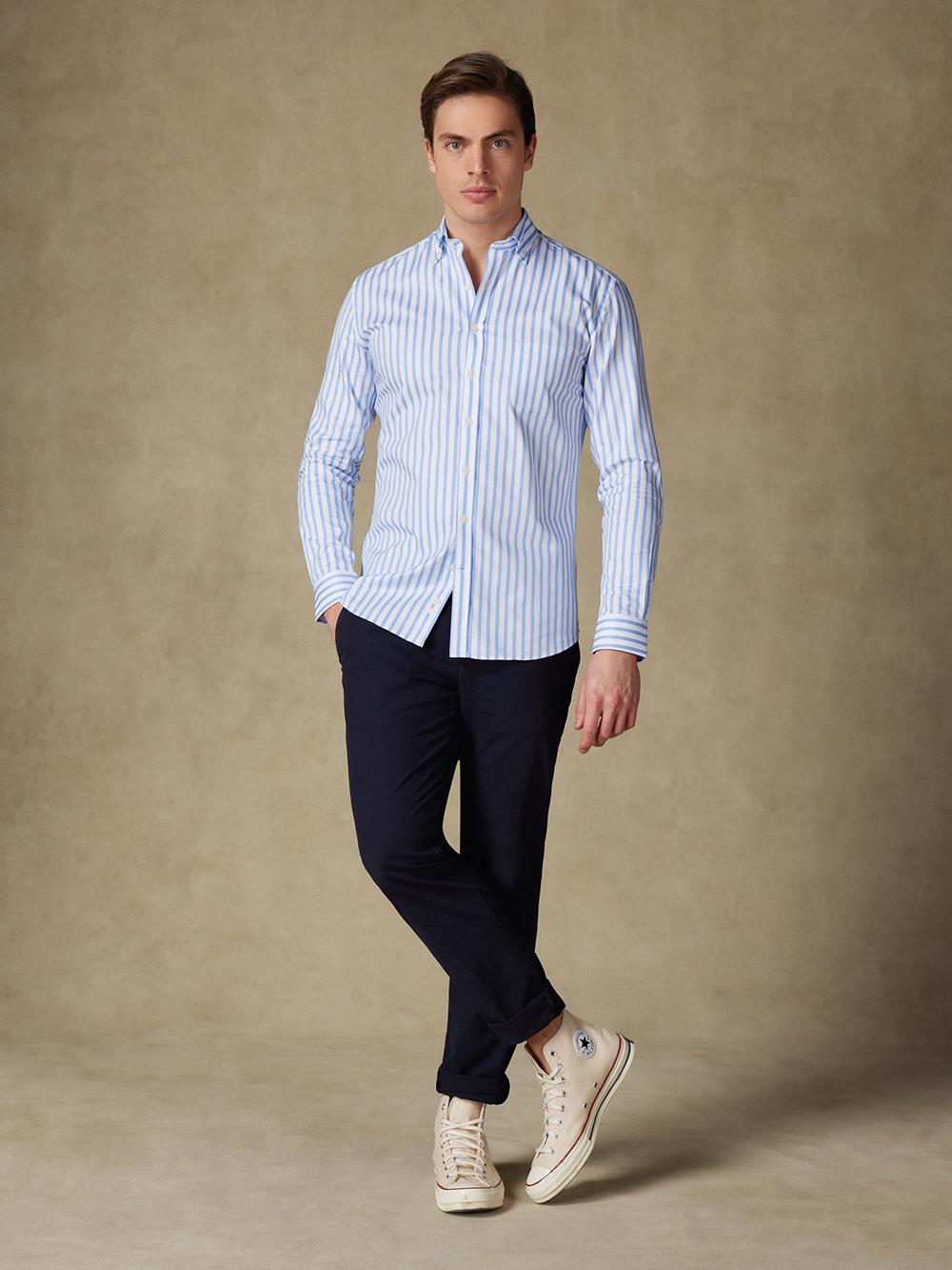 Camicia Billy a righe blu cielo - Con buttoncini