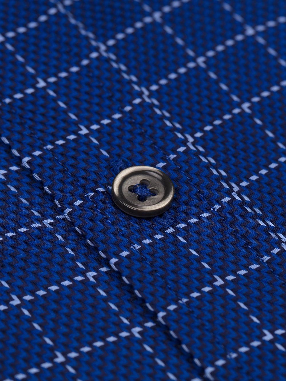 Brett sky blue checked shirt - Button-down collar