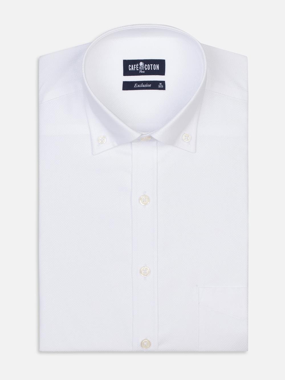 Bruce wit structuur overhemd - Buttoned kraag