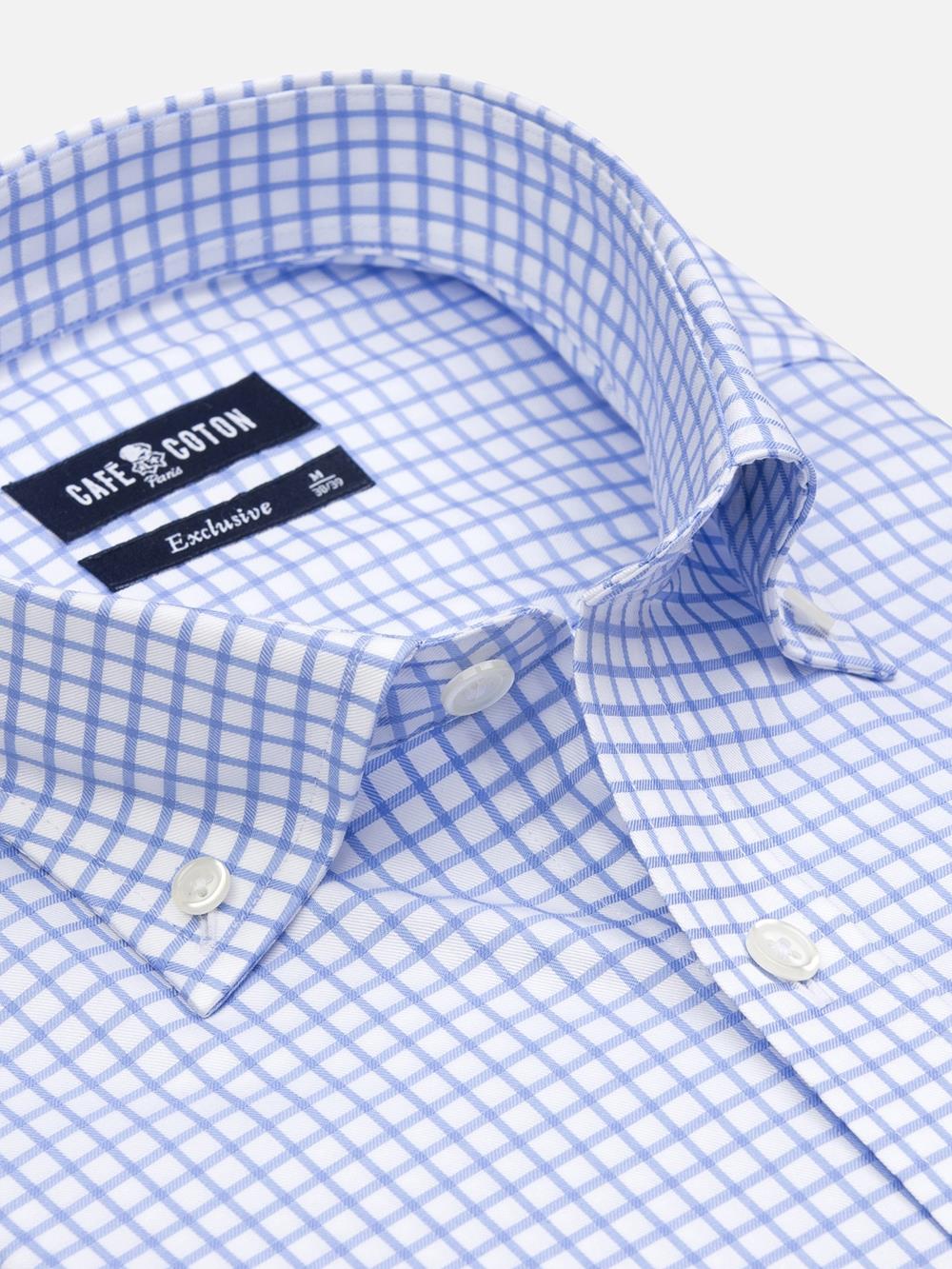 Carlton hemelsblauw geruit overhemd - Button-down kraag