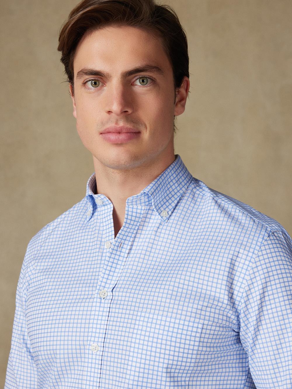 Camicia a quadri Carlton celeste - Con buttoncini