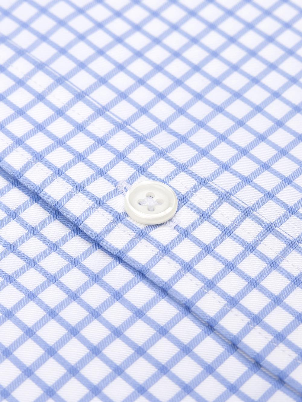 Chemise Carlton à carreaux ciel - Col Boutonné