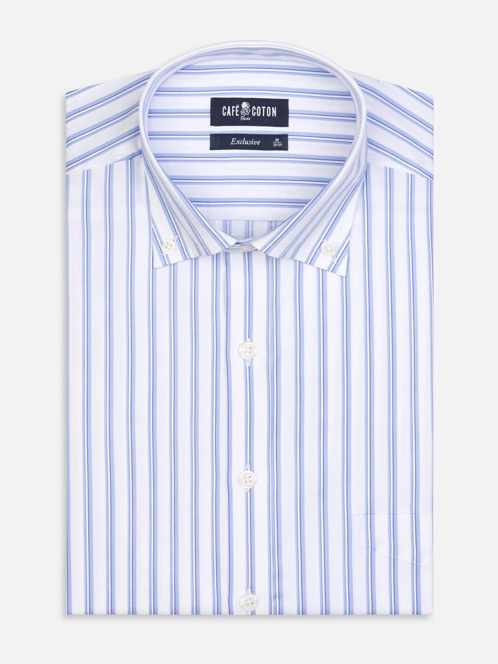 Buton down collar Casper stripe shirt - Blue sky