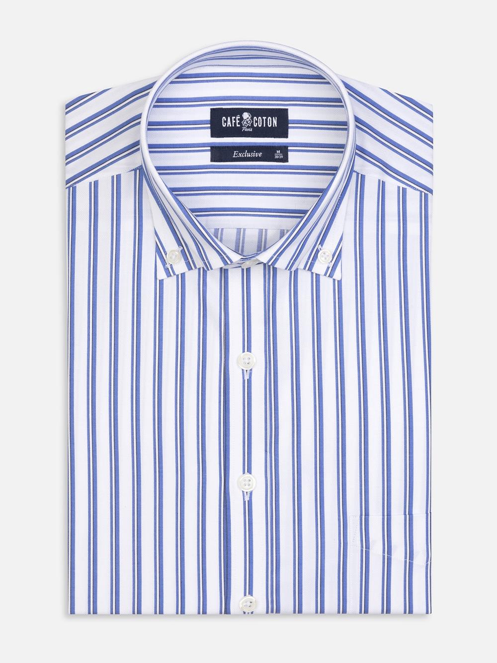 Buton down collar Casper stripe shirt - Blue