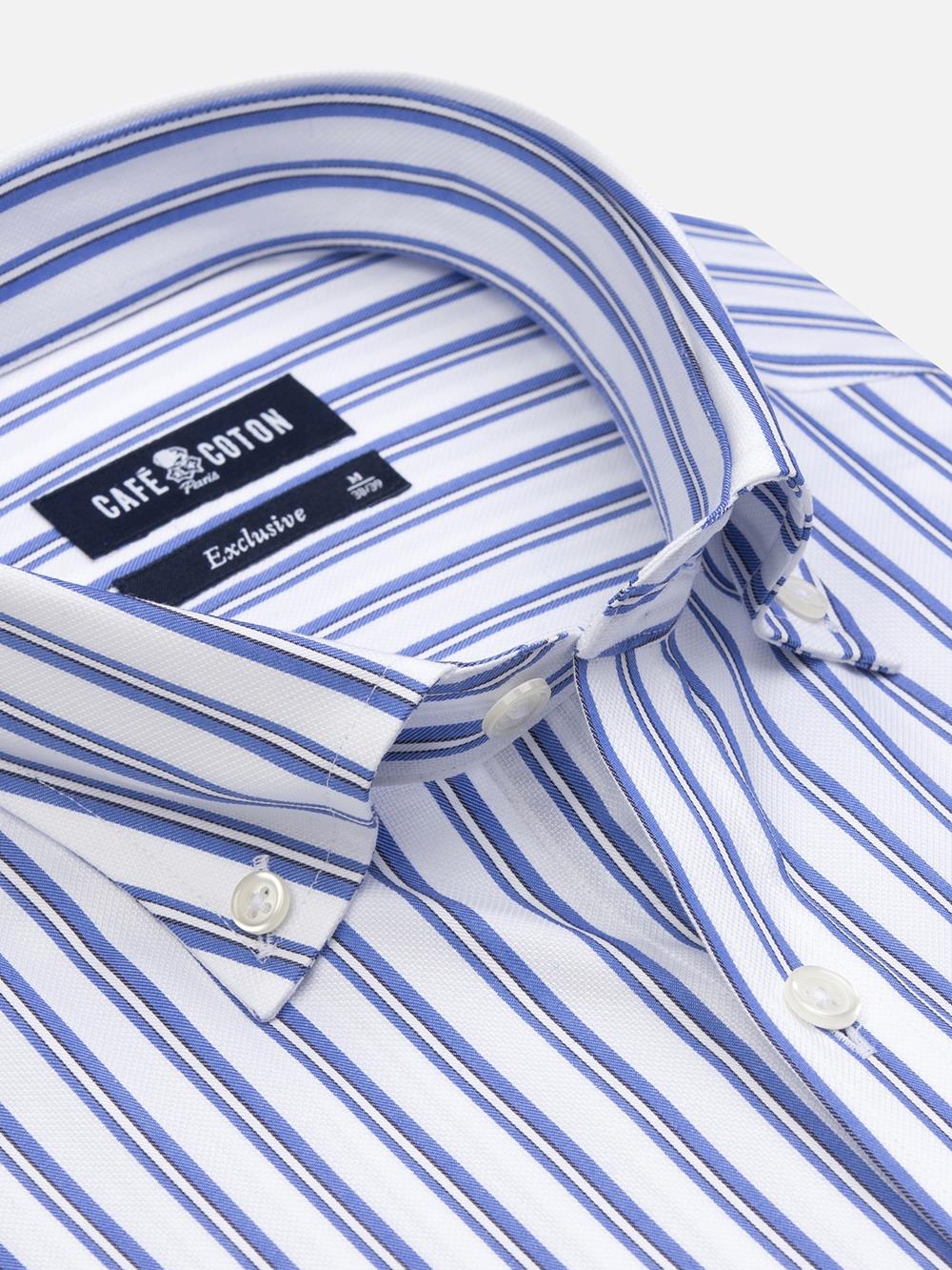 Buton down collar Casper stripe shirt - Blue