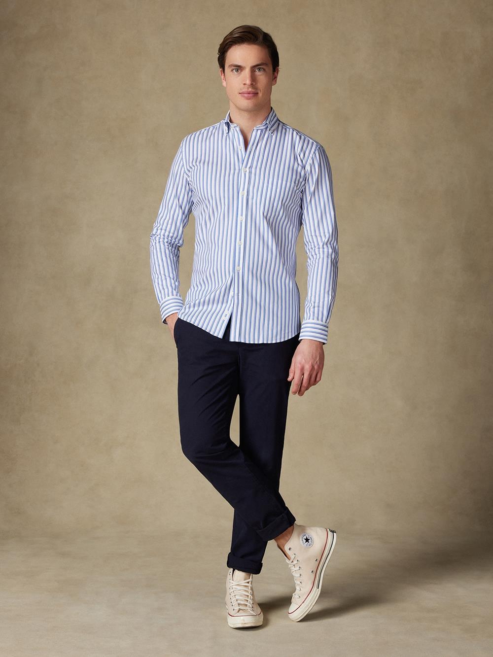 Buton down collar Casper stripe shirt - Blue