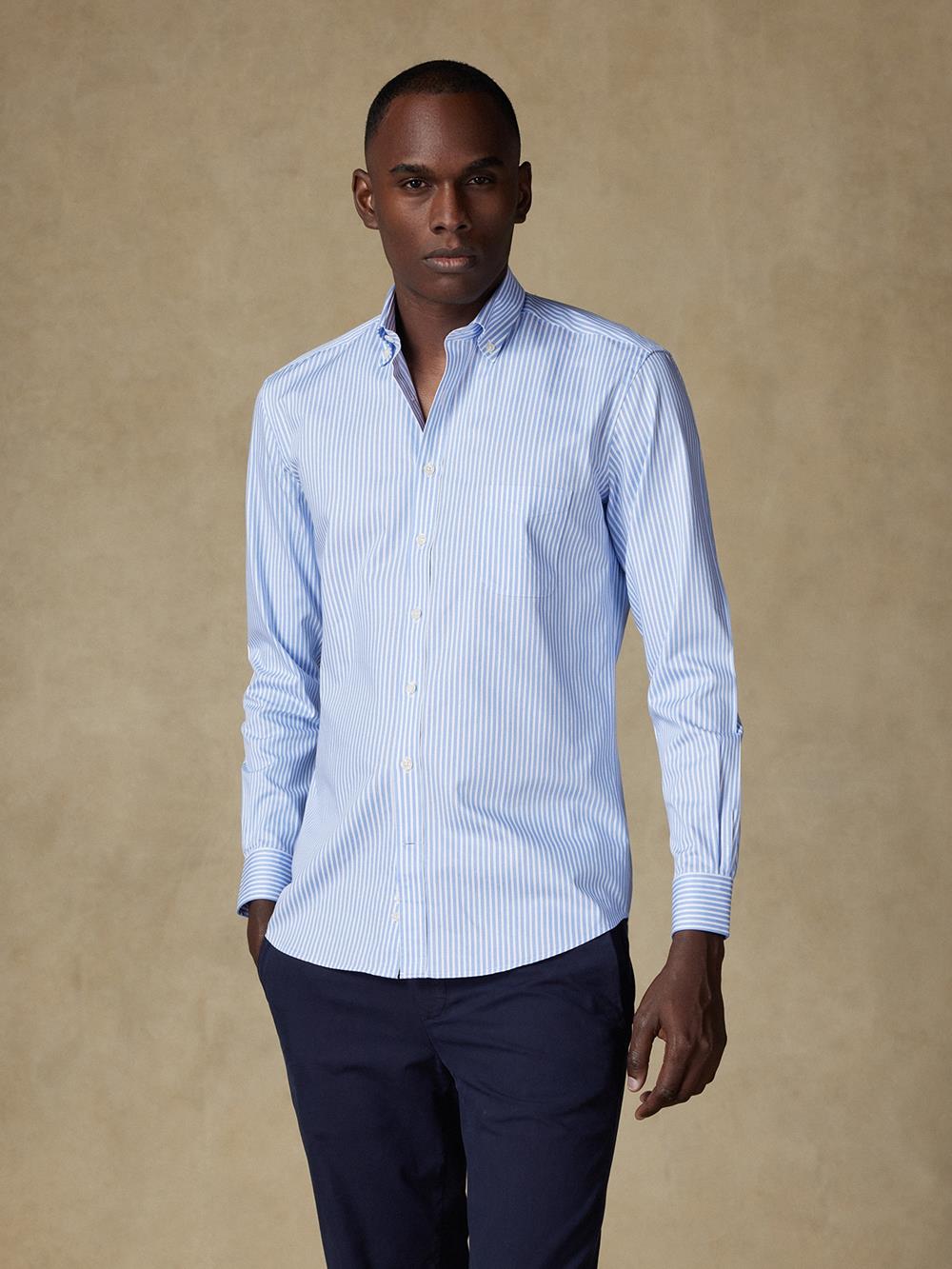 Camicia Colin a righe blu cielo - Con buttoncini