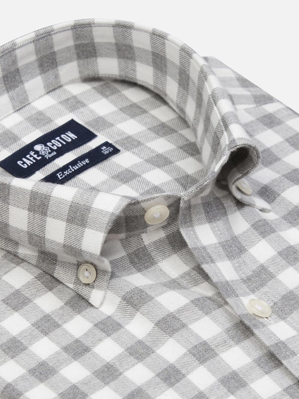 Danny grey check flannel shirt - Button down collar