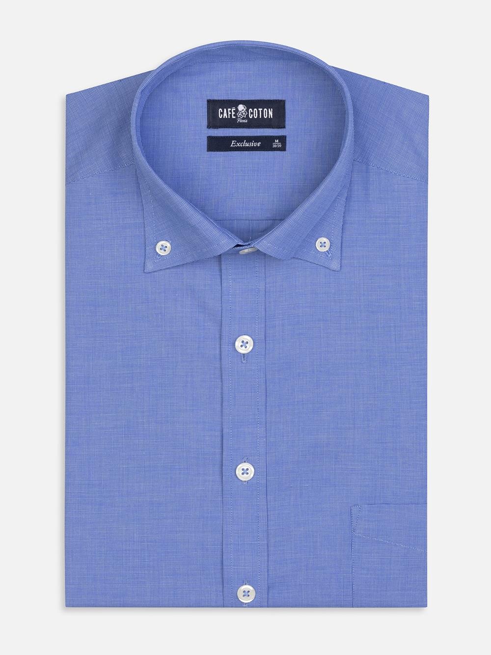 Daria blue poplin shirt - Button down collar