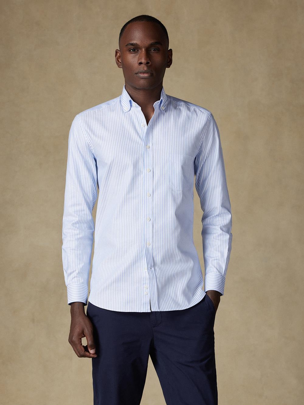 Camicia Darius con righe in cielo - Con buttoncini