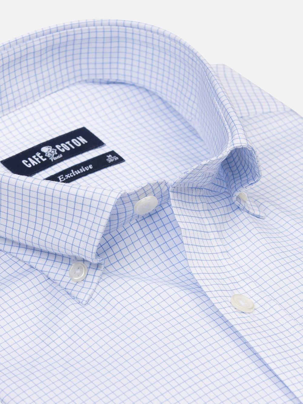 Gill sky blue checked shirt - Button-down collar