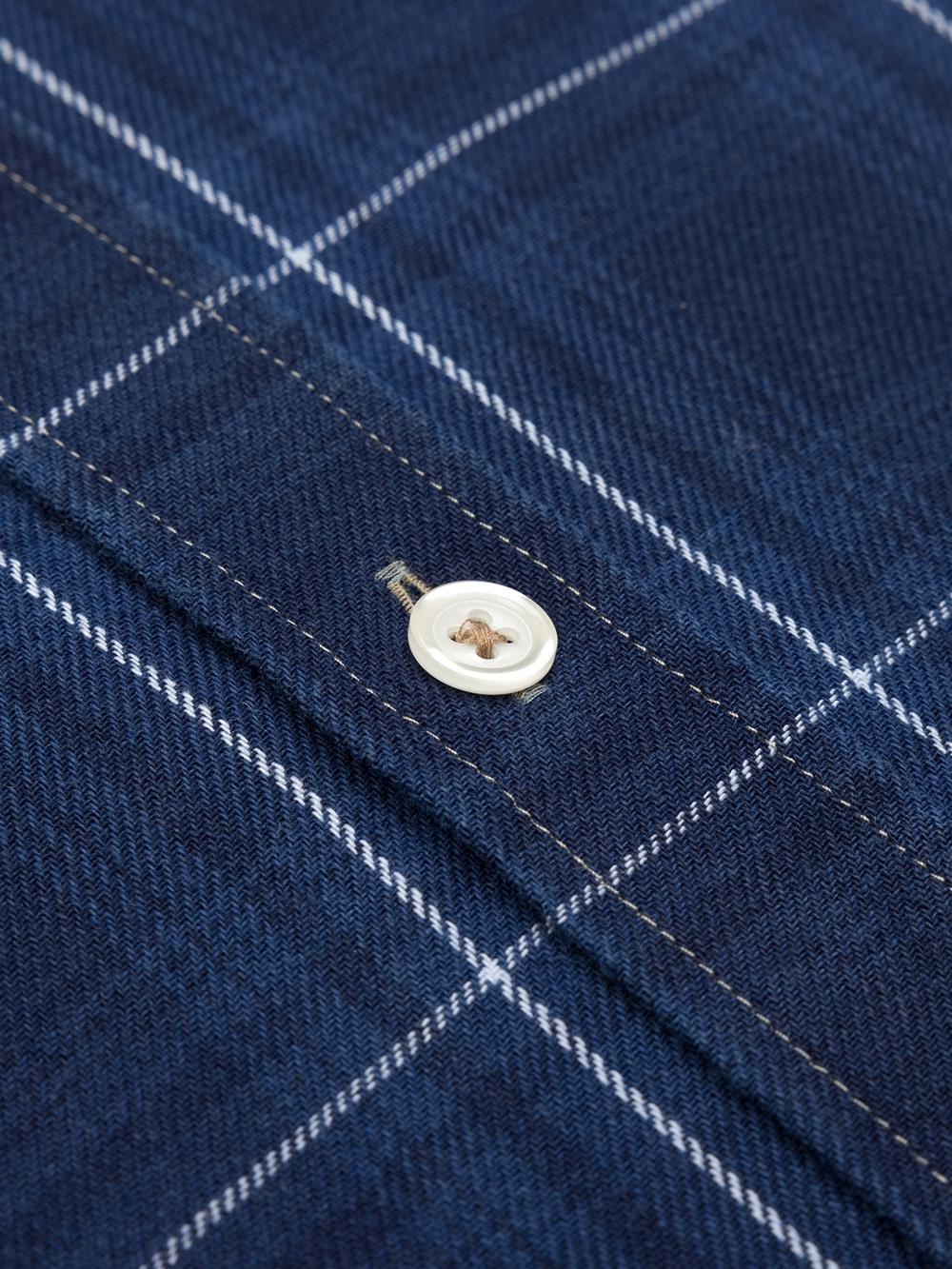 Camicia Heath indaco tartan - Con buttoncini
