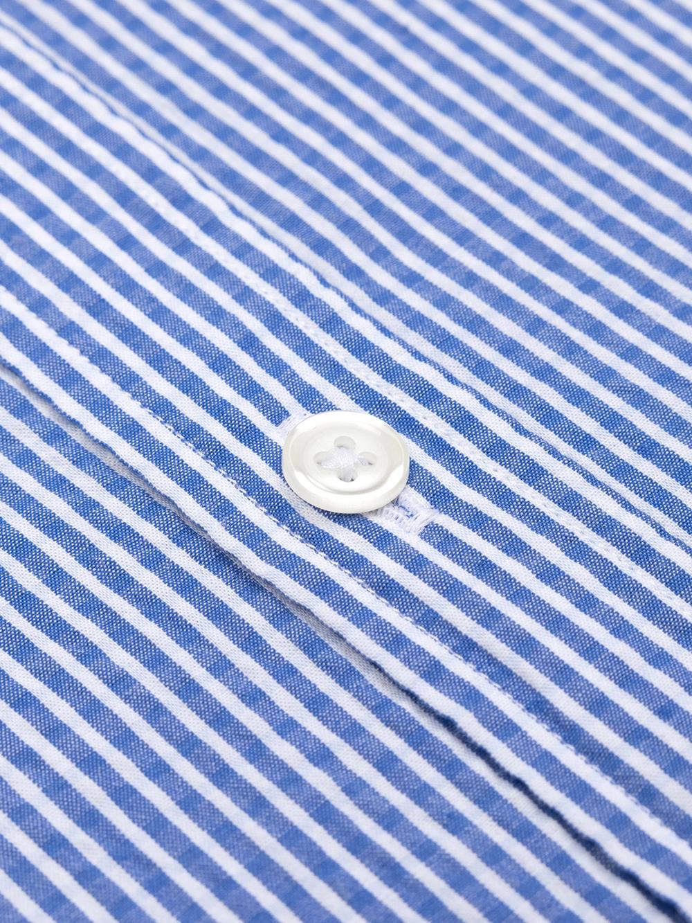 Camicia Hugh in seersucker blu - Con buttoncini