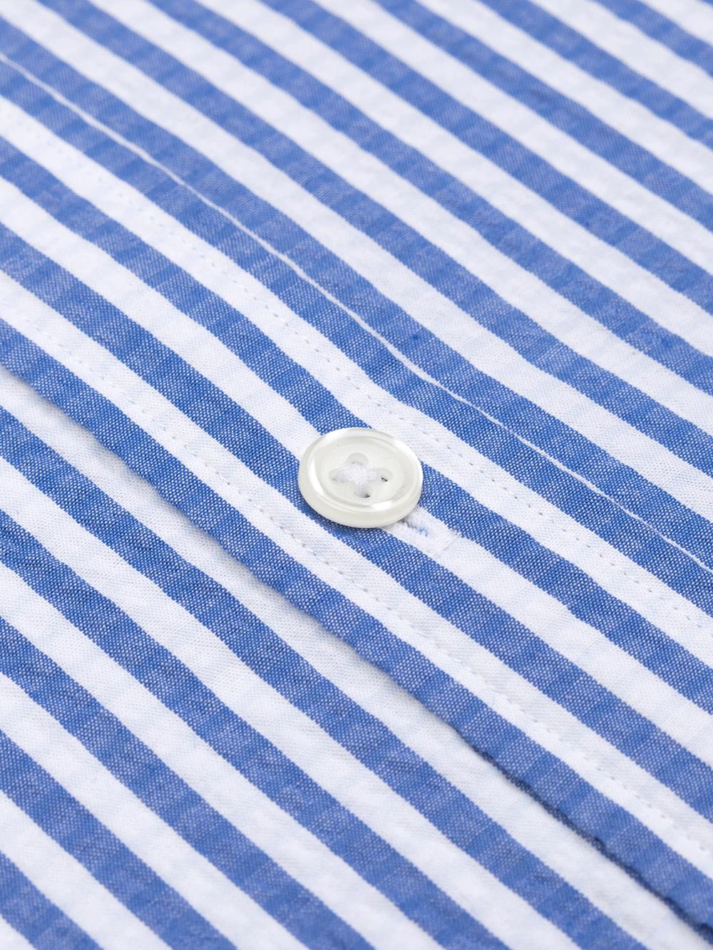 Camicia Ian in seersucker blu - Con buttoncini