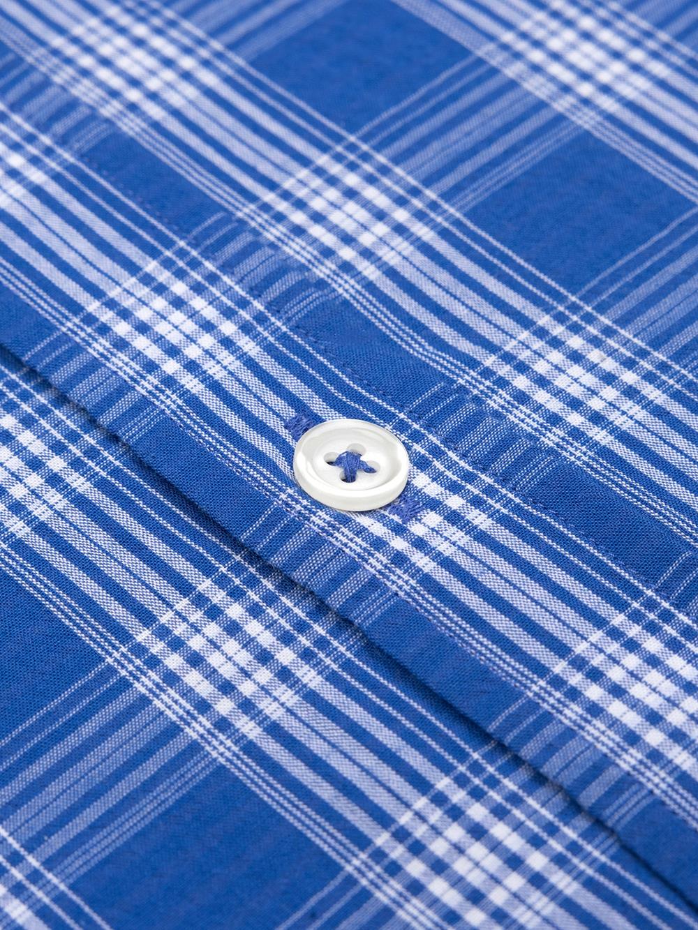 Hemd Jason aus Seersucker in Blau - Button down kragen