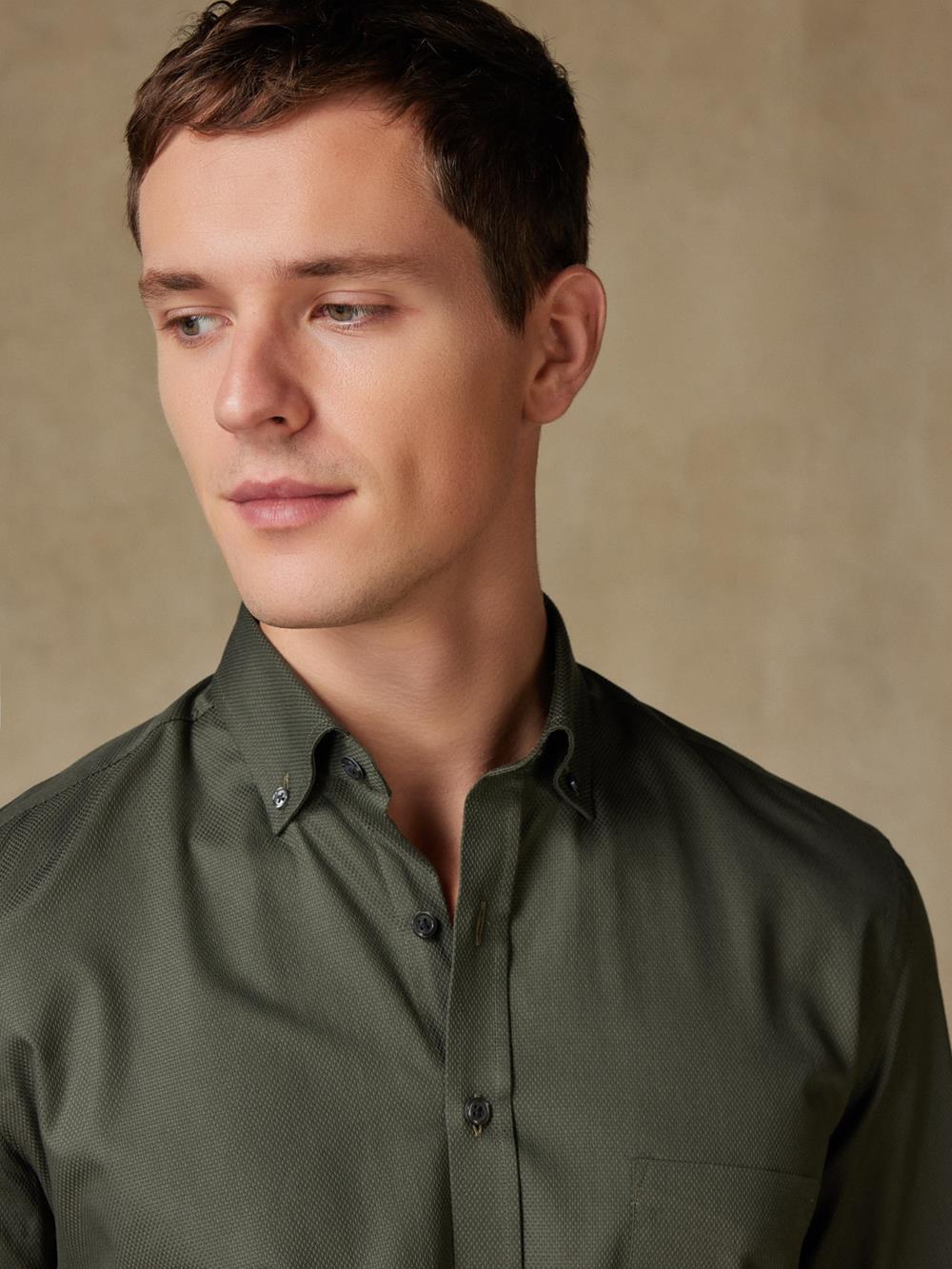 Lester shirt, khaki textured - Button down collar