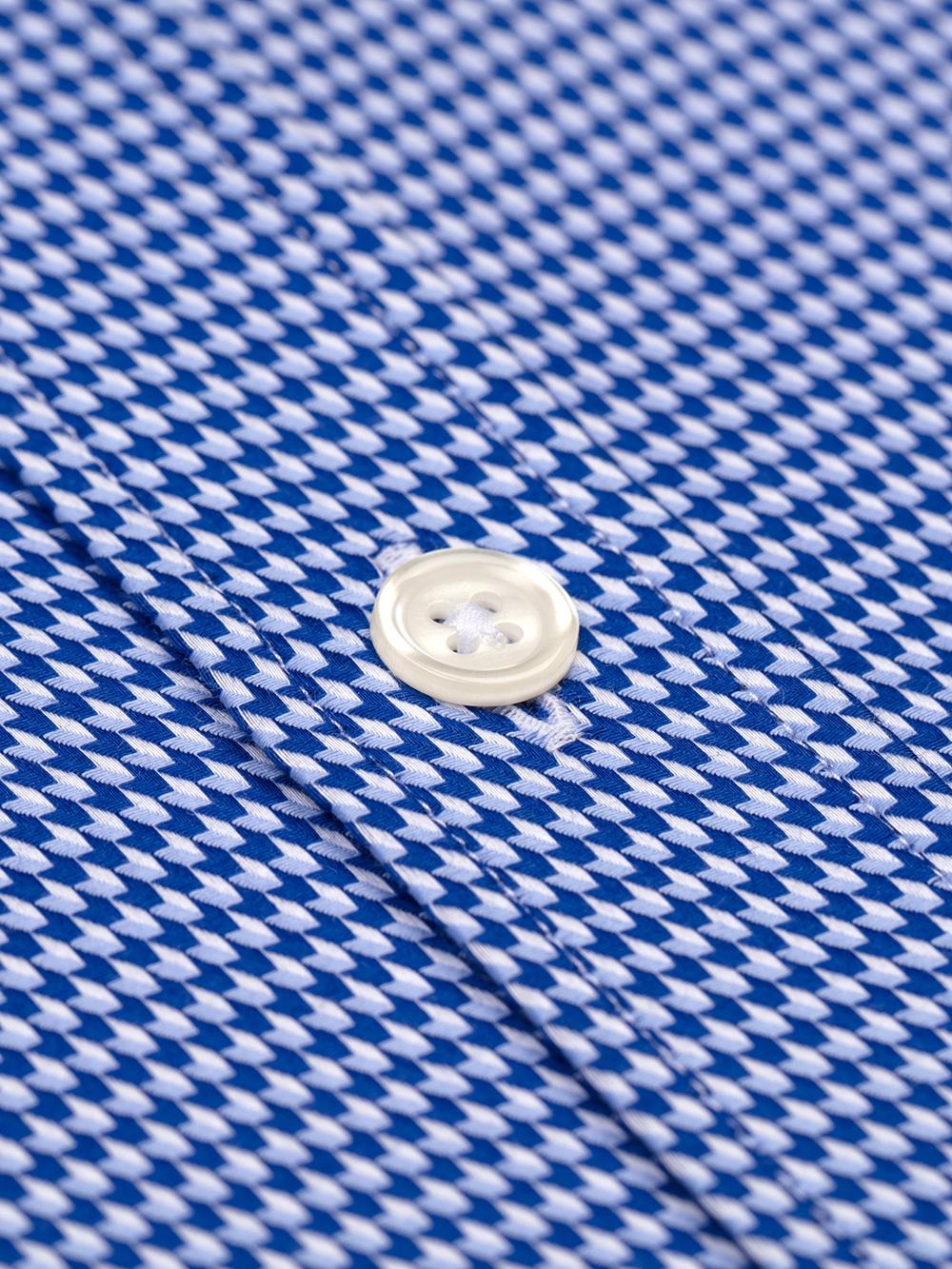 Max overhemd in blauwe keperstof - Buttoned kraag