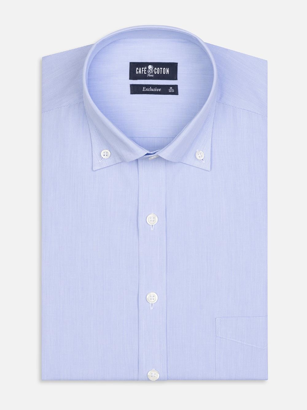 Hemd mit tausend Streifen himmelblau - Buttondown Kragen