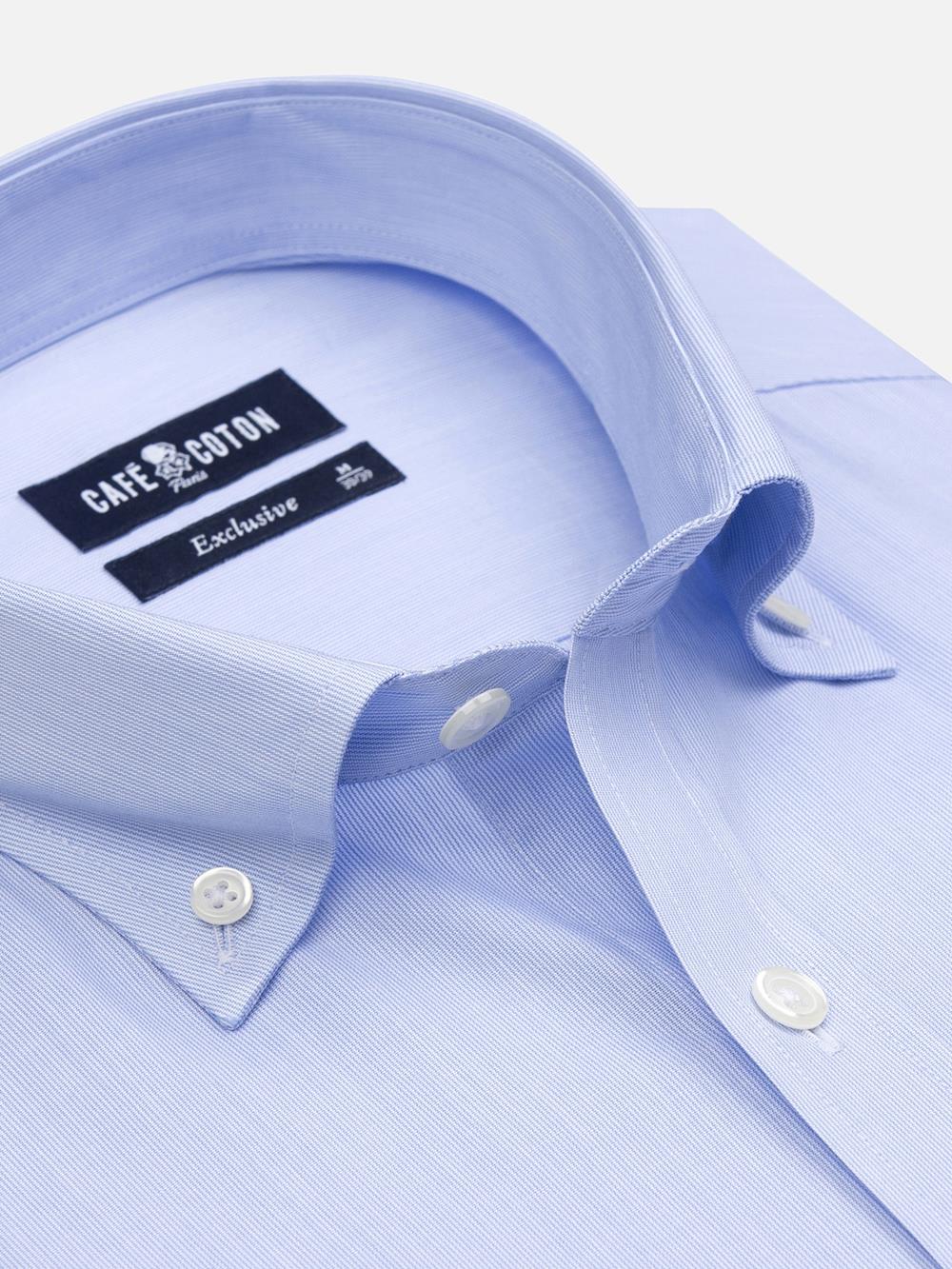 Hemd mit tausend Streifen himmelblau - Buttondown Kragen