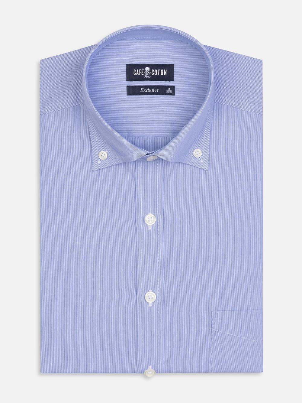 Camisa mil rayas azul - Cuello Abotonado
