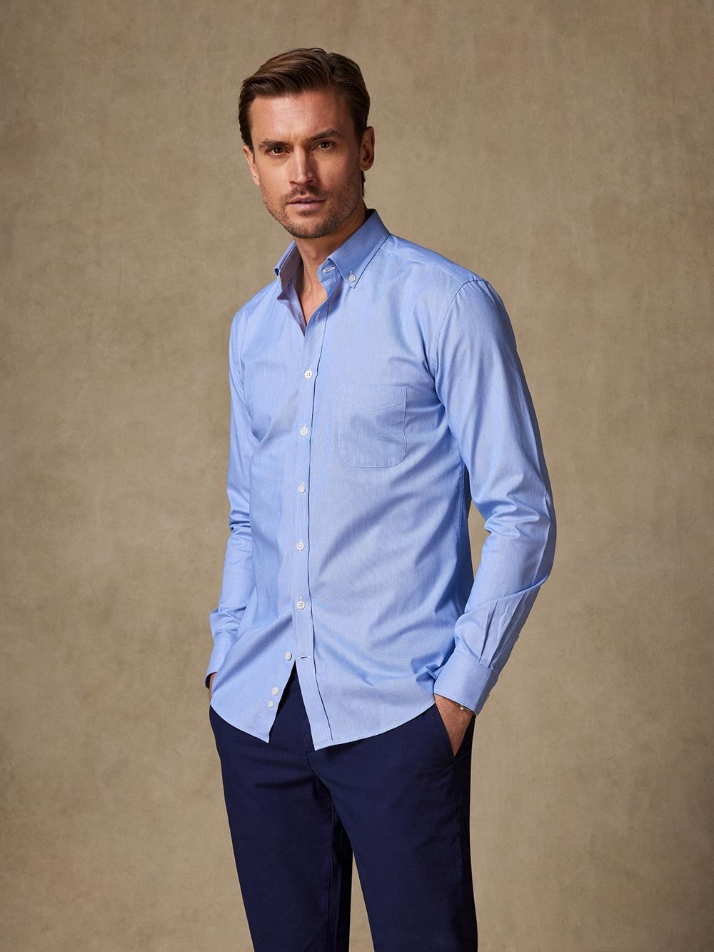 Duizend Strepen Blauw Overhemd - Button-down kraag