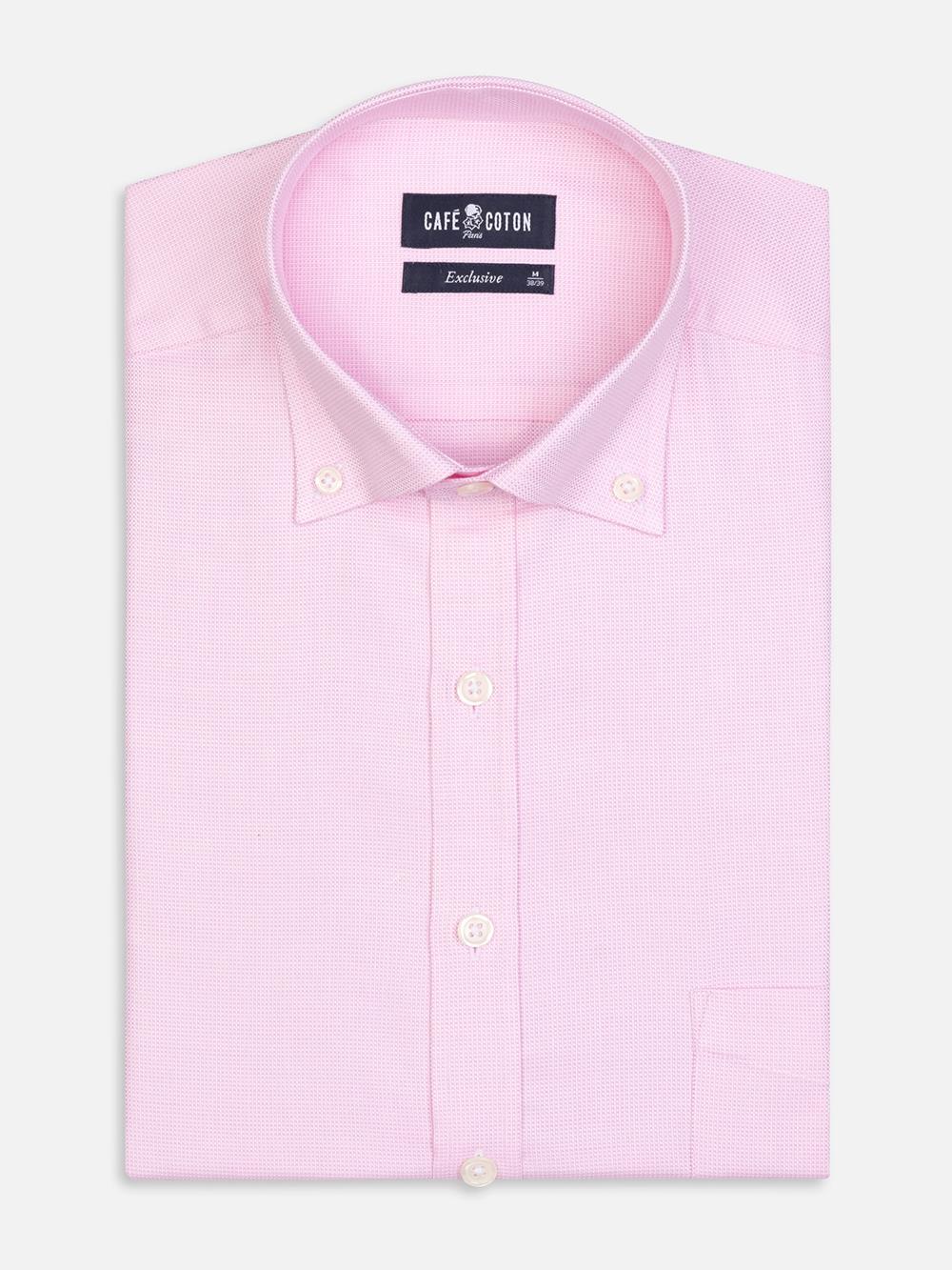 Roze gevlochten overhemd - Button-down kraag