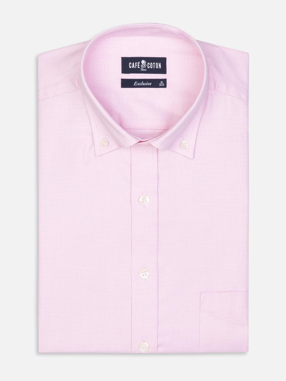 Camicia a trecce rosa - Colletto abbottonato